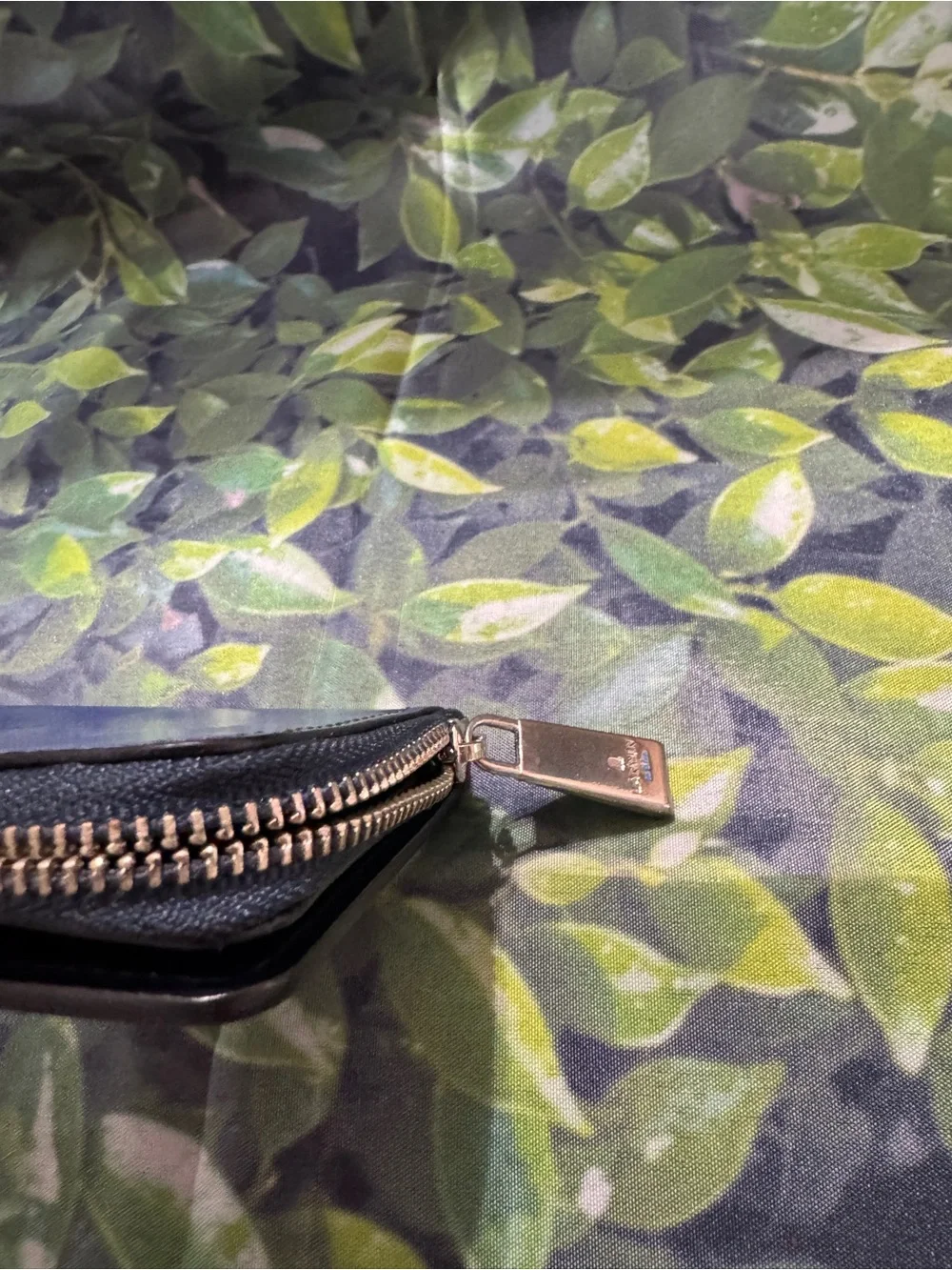Lanvin Blue Leather Zip Card Wallet with Silver Hardware